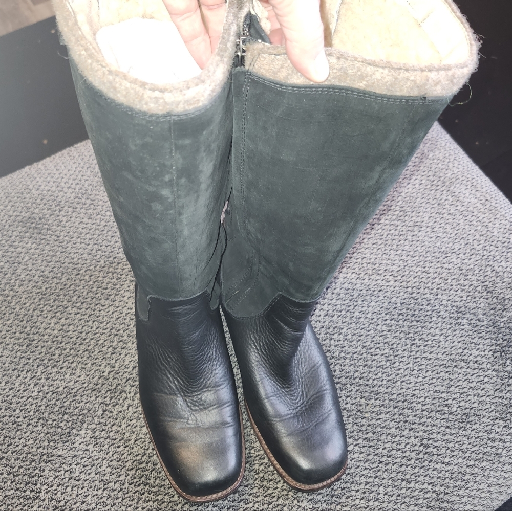UGG Black Lace Up Sheepskin Boot